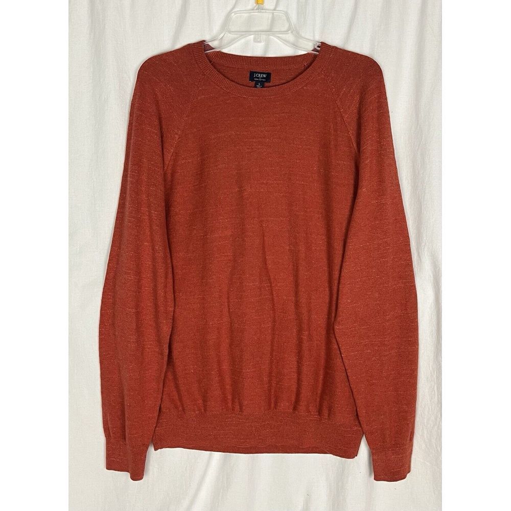 J. Crew Orange Cotton Knit Crewneck Sweater Men's Size L